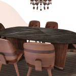 Porselen Yemek Masası Oval Köşe 200x100cm (PM-M001)