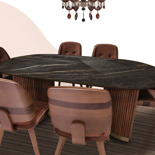 Porselen Yemek Masası Oval Köşe 200x100cm (PM-M001)