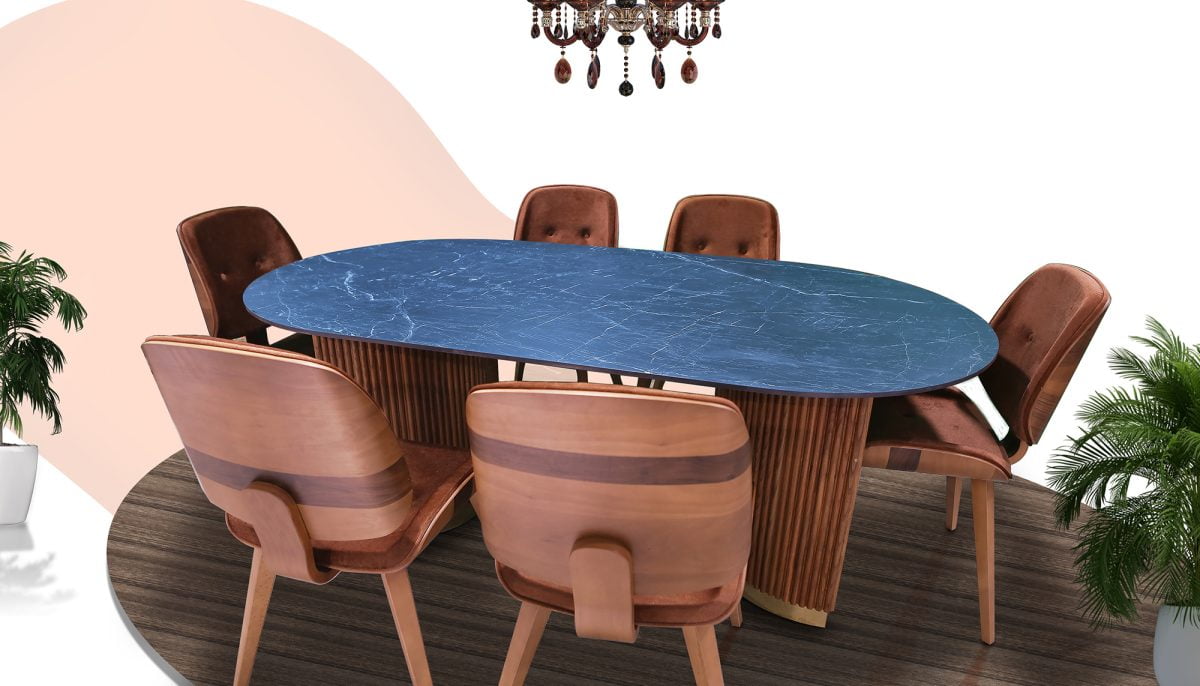 PM-M001 Porselen Yemek Masası Oval Köşe 200x100cm (PM-M001)