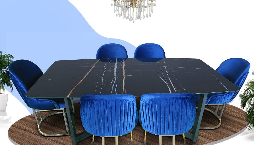 Oval Köşeli Porselen Yemek Masası 210x100cm (PM-M004)