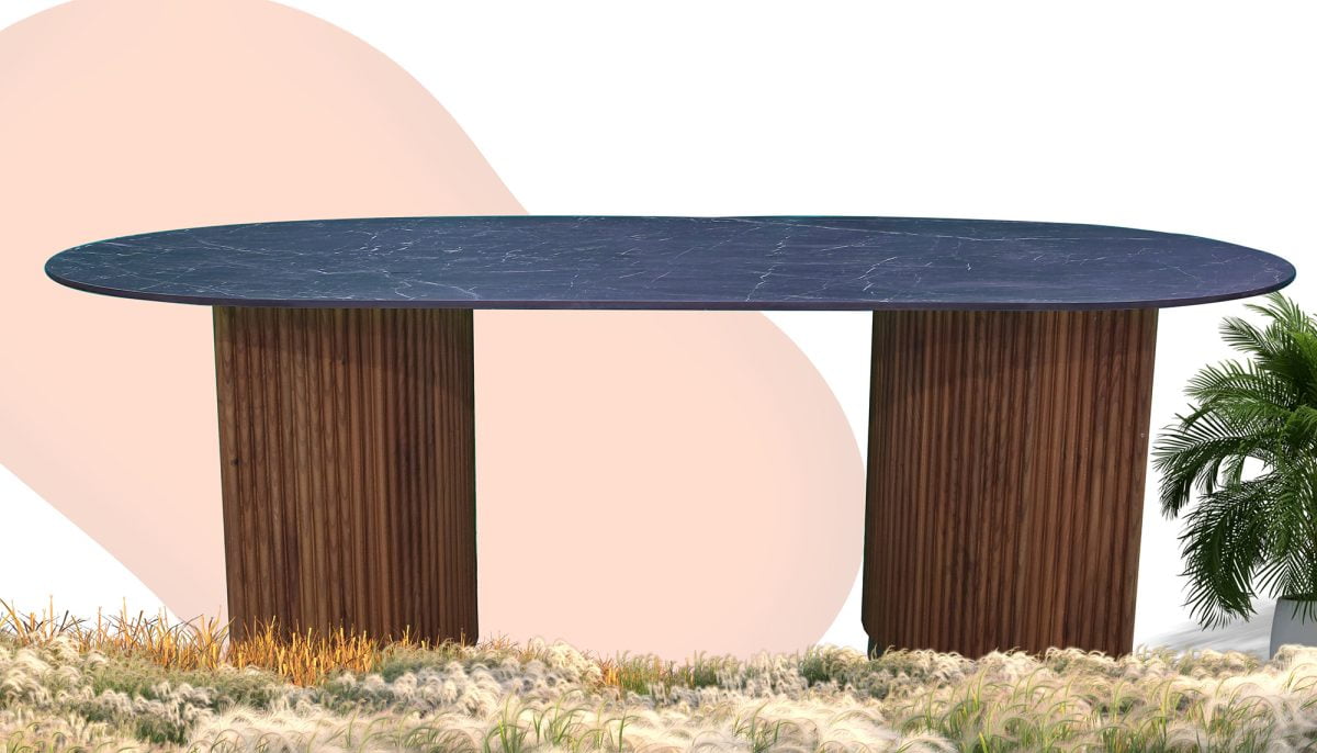 PM-M005 Porselen Yemek Masası Oval Köşe 200x100cm (PM-M001)