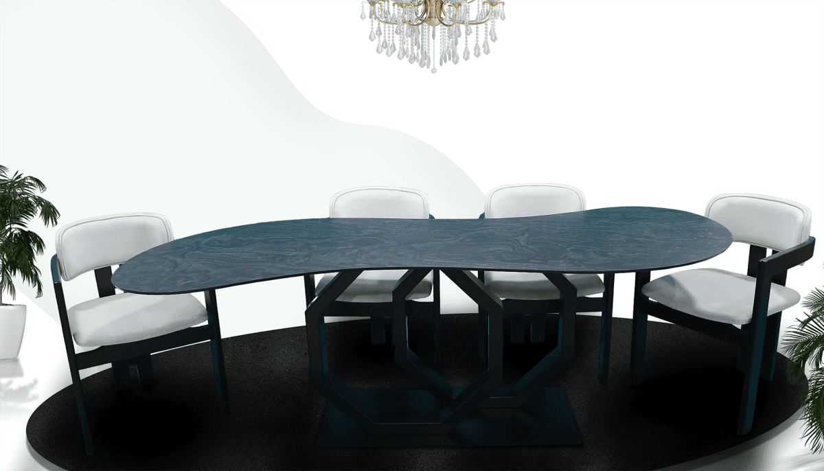 Porselen Yemek Masası Oval Köşe S Tasarım 210x60cm (PM-M007)