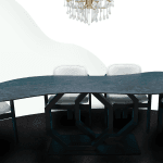 Porselen Yemek Masası Oval Köşe S Tasarım 210x60cm (PM-M007)