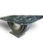 Porselen Yemek Masası Oval Köşe – Ahşap Lake Ayak 200×100cm (PM-M012)