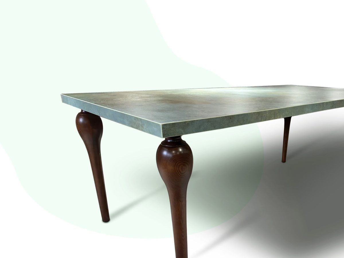 PM-M013-6 Porselen Yemek Masası Düz Köşe Masif Ayak 210x110cm (PM-M013)