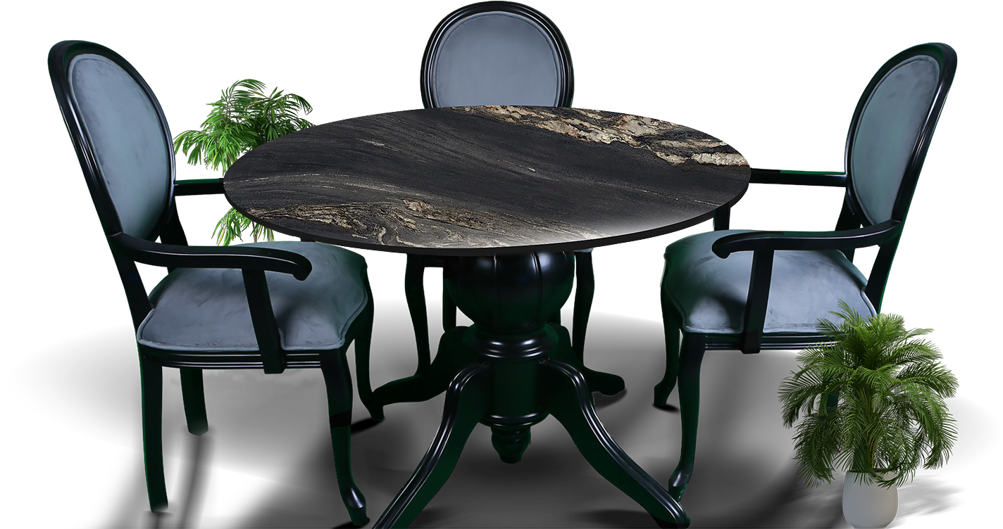 Oval Porselen Masa – Lake MDF Laminasyonlu Çap=120cm (PM-M002)